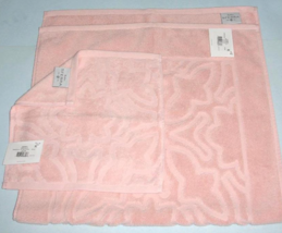 Sferra Moresco Blush Pink Bath Tub Mat &amp; Wash Cloth 2 PC. Sculpted Jacqu... - $59.90