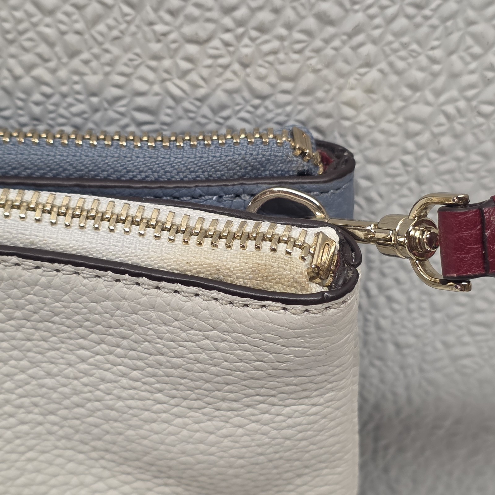KATE SPADE Polly Double Gusset Medium Leather Crossbody Purse White Blue Item image 5