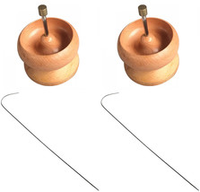 2 Large Wooden Bead Spinners Loader 4.5&quot; Diameter 1&quot; Depth &amp; 2 Beading Needles - £29.84 GBP