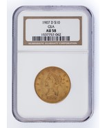 1907-D G $10 Oro Liberty Cabeza Graduado Por NGC Como AU-58 !Publicado P... - $5,269.00