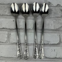 Reed &amp; Barton QUEEN&#39;S GARDEN 4 Stainless Iced Tea Spoons 7 3/4&quot; - $17.20