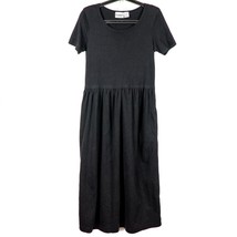 Hanes Modest Dress S Womens Pockets Black Short Sleeve Long Cotton Blend - £15.81 GBP