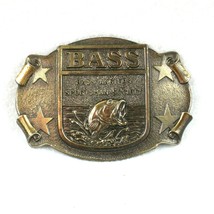 Vintage Bass Anglers Sportsman Society Fishing Belt Buckle Great American USA - £23.44 GBP