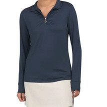 Nwt Ladies Stella Parker Navy Blue Ruched Long Sleeve Mock Golf Shirt M L Xl - £29.50 GBP