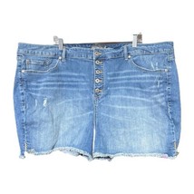 Torrid Womens Blue Distressed Button-Fly Cutoff Jean Shorts Size 28 - $12.86