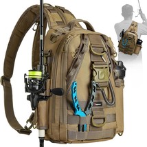 Fishing Tackle Backpack with Rod &amp; Gear Holder, Lightweight Outdoor Water-Resist - £27.49 GBP