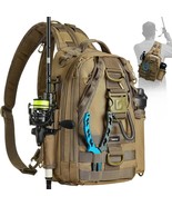 Fishing Tackle Backpack with Rod &amp; Gear Holder, Lightweight Outdoor Wate... - £27.61 GBP