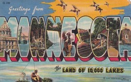 Greetings from Minnesota Large Letters Land Of 10,000 Lakes MN 1959 Postcard D48 - £2.35 GBP