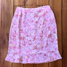 Talbots Pink Yellow Floral Polyester Quick Dry Travel Casual Work Skirt ... - $26.99