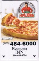 Hotel Key Card Economy Inn Papa John&#39;s Pizza - $14.84