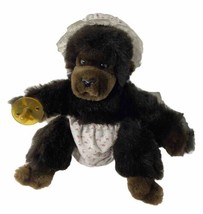 Dakin Dark Brown 9 inch Baby Goo Goo Gorilla with Pacifier Dress Vintage 1983 - £22.30 GBP