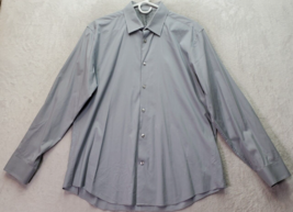 Calvin Klein Dress Shirt Mens Large Gray Long Sleeve Slim Fit Collar Button Down - £15.94 GBP