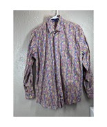Alan Flusser Mens Floral Button Down Shirt Long Sleeve Multicolor Size M... - $29.95