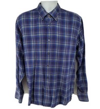 Neiman Marcus Long Sleeve Button Men&#39;s Shirt Size XL Blue Plaid - £20.89 GBP