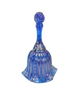 Fenton Bell Cobalt Blue Carnival Glass Faberge Bell W/Daisy Chain By T K... - $48.54 CAD