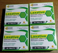 Lot 4 Good Remedies Bisacodyl 5 mg Gentle Laxative Tablets 25 count/Box ... - $14.50