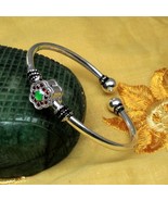 925 Silver Revolving Face CZ Bangle Open Bracelet - Single - $62.30