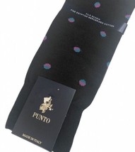 Punto Italian Dress Socks Egyptian Cotton 10-13 Dark Charcoal Gray Polka Dot - £15.50 GBP