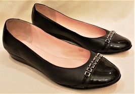 Taryn Rose &quot;Prosper&quot; Slip On Wedge Flat Shoes Size-10M Black Leather - $59.97