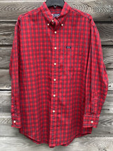 Chaps Ralph Lauren Mens Size M Vintage Red Plaid Shirt Long Sleeve Button Up - £9.14 GBP
