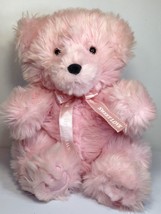 Oshko Pink Teddy Bear Soft Furry Stuffed Animal w Sweet love Ribbon Bow 12&quot; - £23.69 GBP