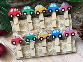 10pcs Paper Wooden Clips,Photo Wooden Pegs with twine,Pin Clothespin - £2.55 GBP