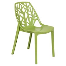 LeisureMod Cut-Out Tree Design Modern Dining Chairs, Solid Green - $111.37