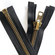 2Pcs #5 24 Inch Zippers For Jackets Sewing Coats Crafts Brass Separating Jacket  - £15.93 GBP