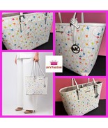 $328 NWT Women's Michael Kors Jet Set Tote Carryon Handbag White Airplane Print - $163.34