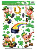 Happy St Patricks Day-POT-O-GOLD SHAMROCKS CLINGS Lucky Irish Window Dec... - $4.87