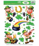 Happy St Patricks Day-POT-O-GOLD SHAMROCKS CLINGS Lucky Irish Window Dec... - £3.90 GBP