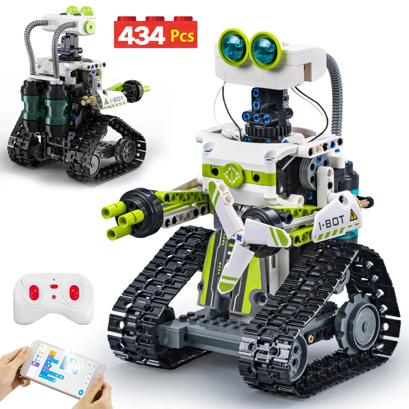 434Pcs City STEM Remote Control Robots Building Blocks LED Light APP Programming - £56.62 GBP