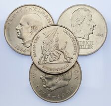 1971-1972 Est Allemagne 4-Coin Lot 10 &amp; 20 Mark Commémoratif (DDR) - $1,077.42 MXN