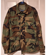 Vtg 80&#39;s Combat Coat Jacket Mens Sz Large Regular Woodland Camouflage - $20.37