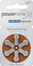 Power One Size 312 Hearing Aid Battery No Mercury, 60 Batteries - £14.41 GBP