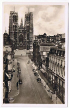Belgium Postcard Brussels Cathedral &amp; St Gudule Street Old Cars - £2.31 GBP