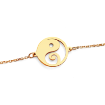 14K 9K Yin Yang Balance Bracelet,Solid Gold Dainty Minimalist Bracelet,Gift Her - £191.47 GBP+