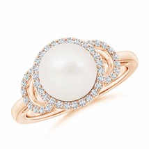 ANGARA Freshwater Pearl Halo Ring with Diamonds for Women in 14K Solid Gold - £594.76 GBP