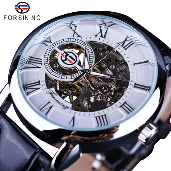 Watch Forsining Clic Mens Mechanical  Skeleton  Roman Ultra-Thin Hand Wind Busin - £47.78 GBP