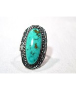 Vintage Handmade Sterling Silver Navajo Yellow Horse Turquoise Ring K996 - £116.55 GBP