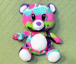 Fiesta Gooey Bear Plush 8.5&quot; Pink Purple Splatter Pattern Teddy Sparkle Eyes Toy - £7.72 GBP
