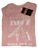 Kiss Band T-Shirt Pink World Tour &#39;84 Womens Size XS  Brand New With Tags - $18.76
