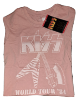 Kiss Band T-Shirt Pink World Tour &#39;84 Womens Size XS  Brand New With Tags - £14.96 GBP