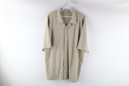Vtg 90s Streetwear Mens Large Striped Color Block Knit Stretch Camp Button Shirt - £36.13 GBP