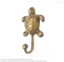 SOLID BRASS Turtle Long Life Wall hook Strong Wall Mount Coat Hat Hook - 5.95" - £27.52 GBP