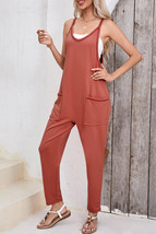 Gold Flame Side Pockets Harem Pants Sleeveless V Neck Jumpsuit - $329.28 MXN