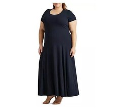 Ralph Lauren Women Plus 2X Navy Blue Maxi Short Sleeve T Shirt Dress NWT AV18 - £39.16 GBP