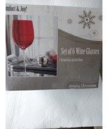 Comfort And Joy Set Of 6 Wine Glasses Etched Star On Red Glass - $41.66 CAD