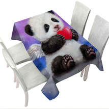 Animal Drawing Cute Panda Heart Angel Tablecloth - $52.25 CAD+
