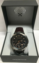 Vince Camuto VC/1111DGSG Men&#39;s Chronograph Stainless w/ Leather Strap Watch - £77.50 GBP